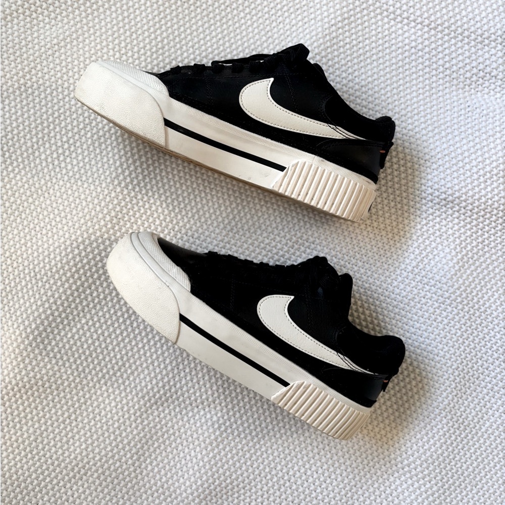 Nike Women's Black and White Platform Sneakers